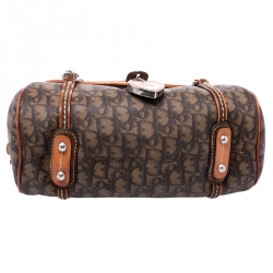 Pre Owned Dior Brown Monogram Coated Canvas and Leather Romantique Trotter Flap Bag