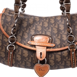 Pre Owned Dior Brown Monogram Coated Canvas and Leather Romantique Trotter Flap Bag