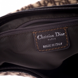 Pre Owned حقيبة كتف ديور جلد وكانفاس نقش ديورسيما اوبليك بني / بيج 