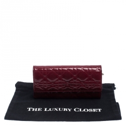 مملوكة مسبقًا Dior Red Cannage Patent Leather Lady Dior Clutch