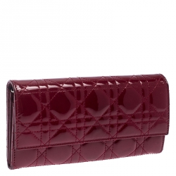 مملوكة مسبقًا Dior Red Cannage Patent Leather Lady Dior Clutch