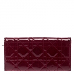 مملوكة مسبقًا Dior Red Cannage Patent Leather Lady Dior Clutch