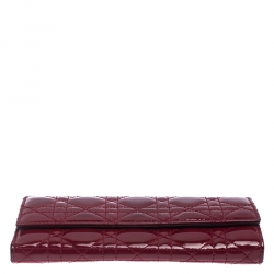 مملوكة مسبقًا Dior Red Cannage Patent Leather Lady Dior Clutch