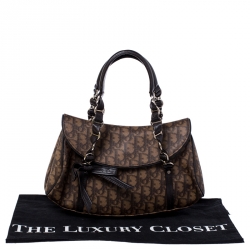 مملوكة مسبقًا حقيبة ديور قلاب Romantique Trotter جلد وكانفاس مقوى مونوغرامية بنية