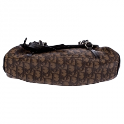 مملوكة مسبقًا حقيبة ديور قلاب Romantique Trotter جلد وكانفاس مقوى مونوغرامية بنية