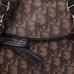 مملوكة مسبقًا حقيبة ديور قلاب Romantique Trotter جلد وكانفاس مقوى مونوغرامية بنية