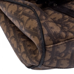 مملوكة مسبقًا حقيبة ديور قلاب Romantique Trotter جلد وكانفاس مقوى مونوغرامية بنية