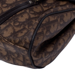 مملوكة مسبقًا حقيبة ديور قلاب Romantique Trotter جلد وكانفاس مقوى مونوغرامية بنية