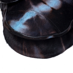 Pre Owned Dior Brown/Blue Pony Hair Saddle Bag