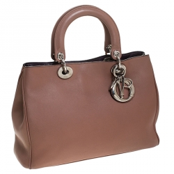 Pre Owned Dior Old Rose Leather Medium Diorissimo Shopper Tote