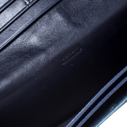 Pre Owned Coach Blue Leather Buckle Strap Flap Continental Wallet