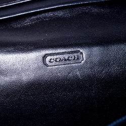 Pre Owned Coach Blue Leather Buckle Strap Flap Continental Wallet