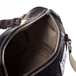 Dior Brown Diorissimo Canvas And Python Small Boston Bag