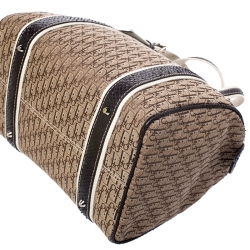 Dior Brown Diorissimo Canvas And Python Small Boston Bag