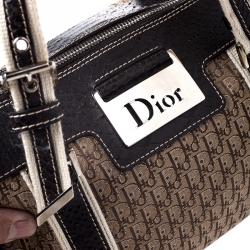 Dior Brown Diorissimo Canvas And Python Small Boston Bag