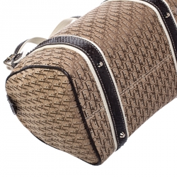 Dior Brown Diorissimo Canvas And Python Small Boston Bag