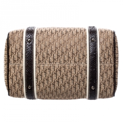 Dior Brown Diorissimo Canvas And Python Small Boston Bag