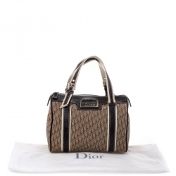 Dior Brown Diorissimo Canvas And Python Small Boston Bag