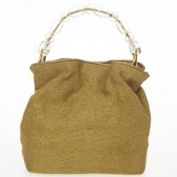 Pre Owned Christian Dior Metallic Beaded Handle Mini Hobo