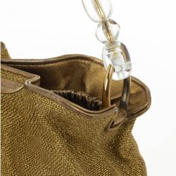 Pre Owned Christian Dior Metallic Beaded Handle Mini Hobo