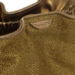 Pre Owned Christian Dior Metallic Beaded Handle Mini Hobo