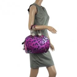 Pre Owned Christian Dior Purple Canvas and Python Gambler Handbag