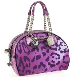 Pre Owned Christian Dior Purple Canvas and Python Gambler Handbag