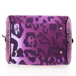 Pre Owned Christian Dior Purple Canvas and Python Gambler Handbag