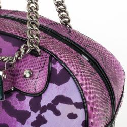 Pre Owned Christian Dior Purple Canvas and Python Gambler Handbag