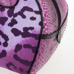 Pre Owned Christian Dior Purple Canvas and Python Gambler Handbag