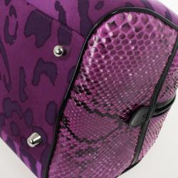 Pre Owned Christian Dior Purple Canvas and Python Gambler Handbag