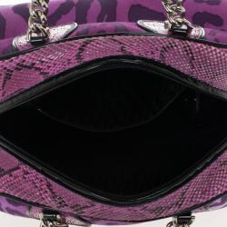 Pre Owned Christian Dior Purple Canvas and Python Gambler Handbag