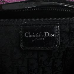 Pre Owned Christian Dior Purple Canvas and Python Gambler Handbag