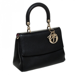 Pre Owned Dior Black Leather Small Be Dior Flap Top Handle Bag