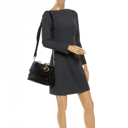 Pre Owned Dior Black Leather Small Be Dior Flap Top Handle Bag