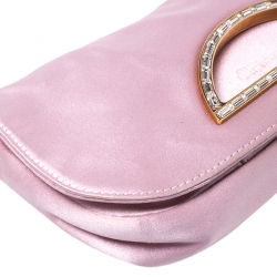 Pre Owned Dior Pink Satin Pochette Bag