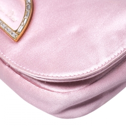 Pre Owned Dior Pink Satin Pochette Bag