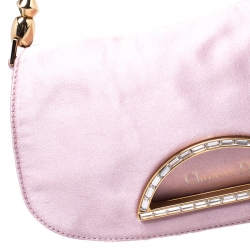 Pre Owned Dior Pink Satin Pochette Bag