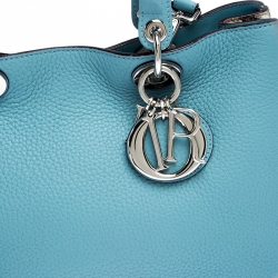 Pre Owned Dior Baby Blue Leather/Python and Sequins Medium Diorissimo Shopper Tote   