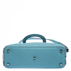 Pre Owned Dior Baby Blue Leather/Python and Sequins Medium Diorissimo Shopper Tote   