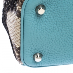 Pre Owned Dior Baby Blue Leather/Python and Sequins Medium Diorissimo Shopper Tote   