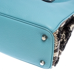 Pre Owned Dior Baby Blue Leather/Python and Sequins Medium Diorissimo Shopper Tote   