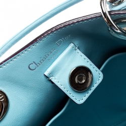 Pre Owned Dior Baby Blue Leather/Python and Sequins Medium Diorissimo Shopper Tote   