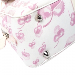 Dior Pink/Cream Floral Print Canvas and Patent Leather Satchel