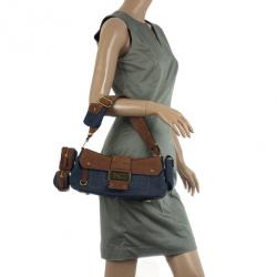 Dior Blue/Brown Denim and Leather Street Chic Shoulder Bag Dior