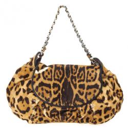 Pre Owned Dior Pony Hair Leopard Printed Jazz Club Shoulder Bag