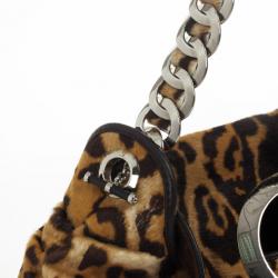 Pre Owned Dior Pony Hair Leopard Printed Jazz Club Shoulder Bag