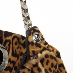 Pre Owned Dior Pony Hair Leopard Printed Jazz Club Shoulder Bag