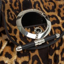 Pre Owned Dior Pony Hair Leopard Printed Jazz Club Shoulder Bag