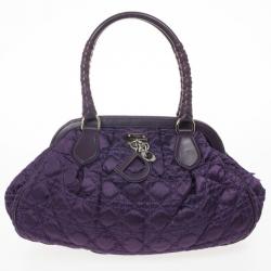 مملوكة مسبقًا Christian Dior Purple Charming Cannage Quilted Satin Doctor's Tote Bag